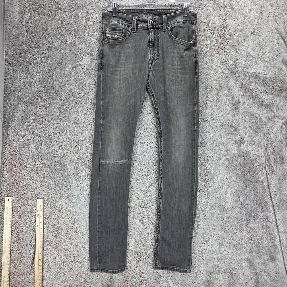 Diesel Jeans Mens 27x32 Gray Thavar Slim Skinny Charcoal Zip Fly Stretch 0669F